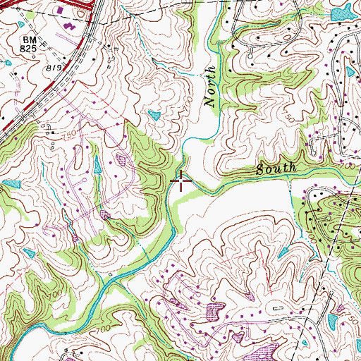 Topographic Map of South Fork Currys Fork, KY