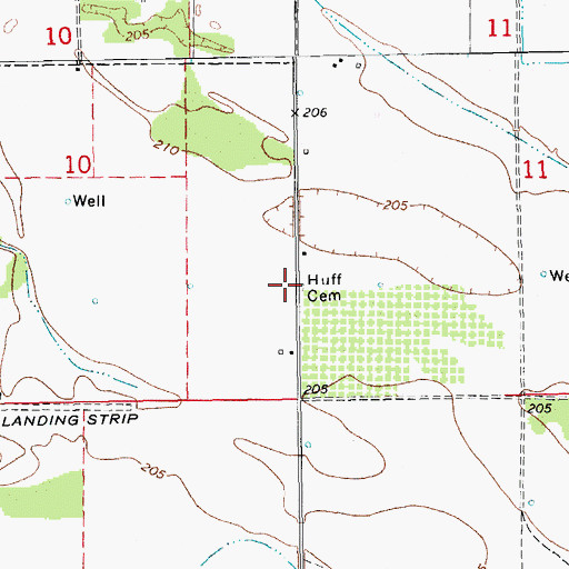 Topographic Map of Huff Cemetery, AR