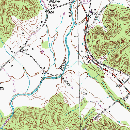 Topographic Map of South Fork Green River, KY
