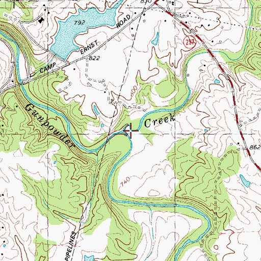 Topographic Map of South Fork Gunpowder Creek, KY