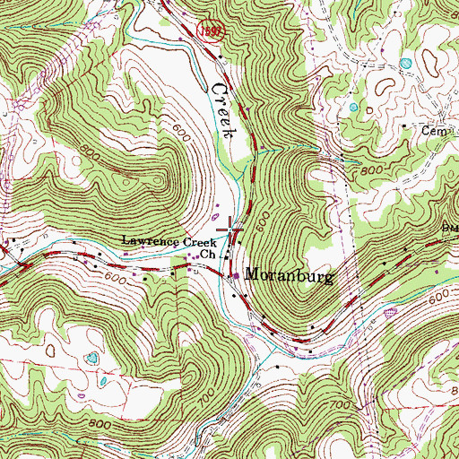 Topographic Map of South Fork Lawrence Creek, KY