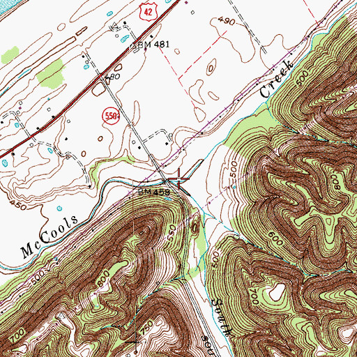 Topographic Map of South Fork McCools Creek, KY
