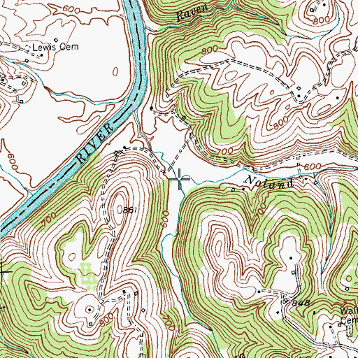 Topographic Map of South Fork Noland Creek, KY