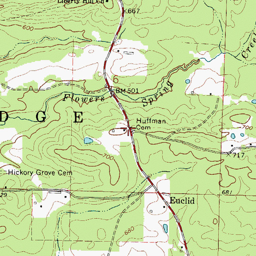 Topographic Map of Huffman Cemetery, AR