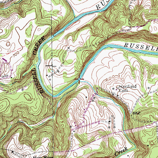 Topographic Map of South Fork Russell Creek, KY