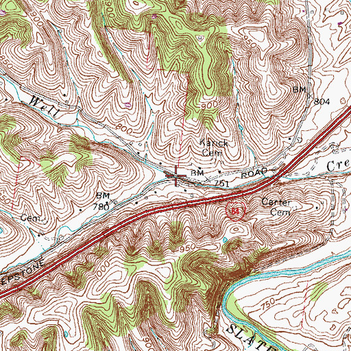 Topographic Map of South Fork Salt Well Creek, KY