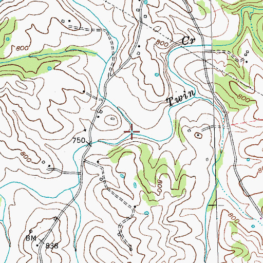 Topographic Map of South Fork Twin Creek, KY