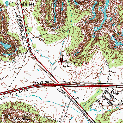 Topographic Map of South Hopkins High School, KY