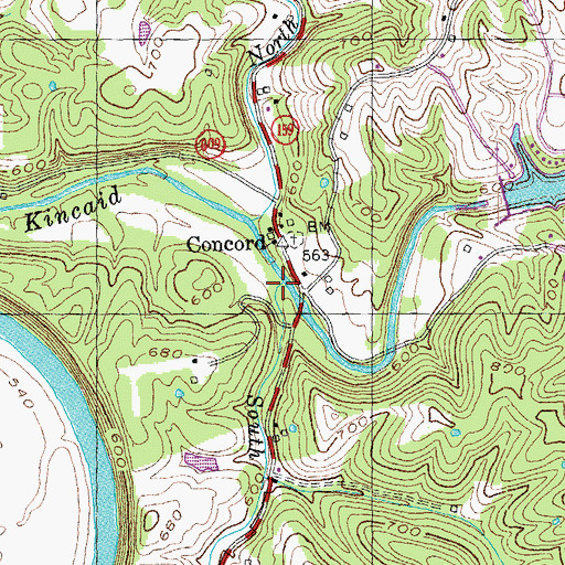 Topographic Map of South Little Kincaid Creek, KY