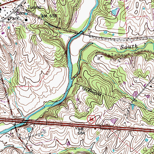 Topographic Map of South Long Run, KY