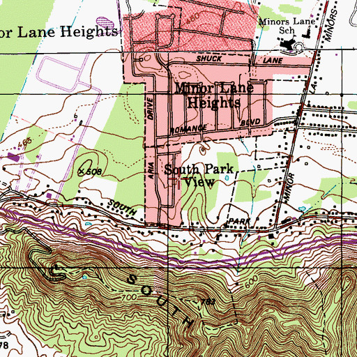 Topographic Map of South Park View, KY