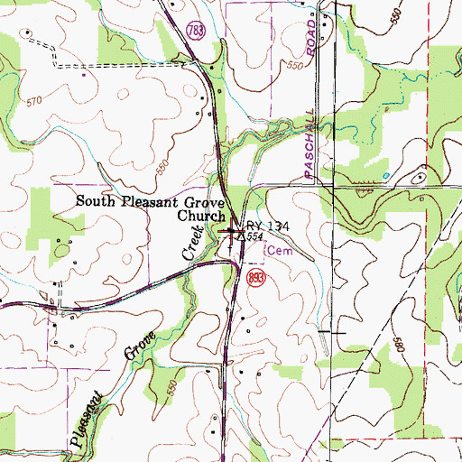 Topographic Map of South Pleasant Grove Church, KY