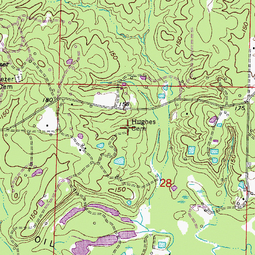 Topographic Map of Hughes Cemetery, AR