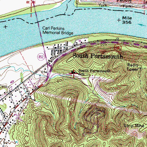 Topographic Map of South Portsmouth School, KY