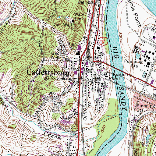 Topographic Map of South Side Church, KY