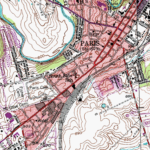 Topographic Map of South Side School, KY