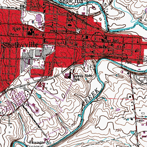Topographic Map of South Side School, KY