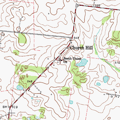 Topographic Map of South Union Baptist Church, KY