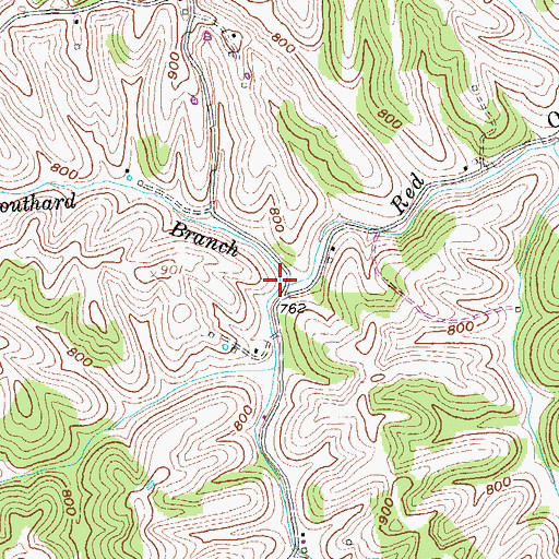 Topographic Map of Southard Branch, KY