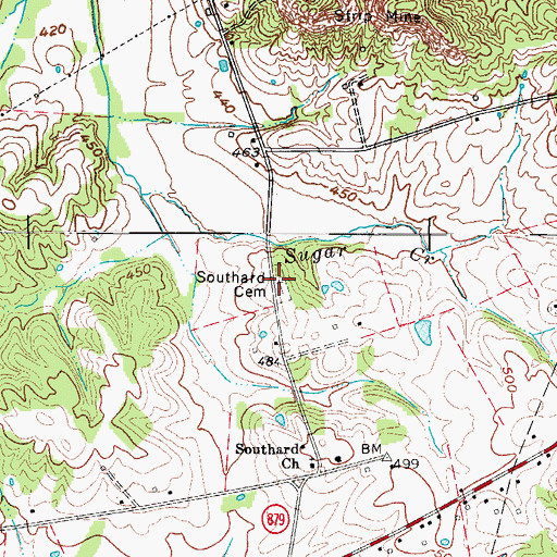 Topographic Map of Southard Cemetery, KY