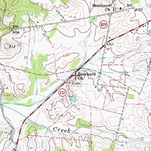 Topographic Map of Southard Church, KY