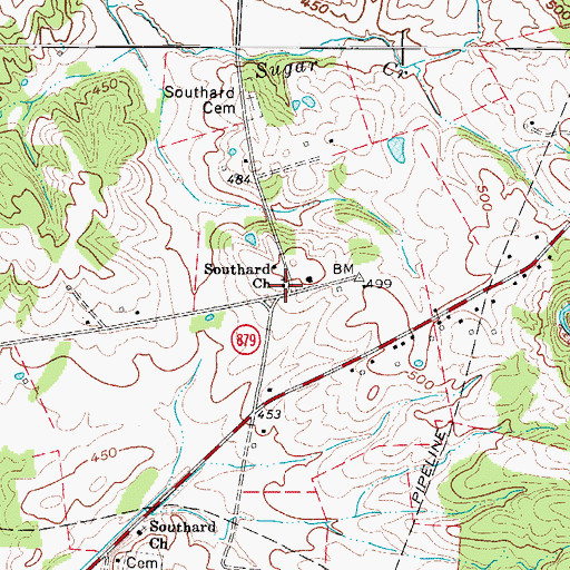 Topographic Map of Southard Church, KY