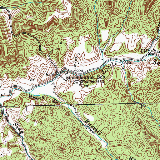 Topographic Map of Southerland Cemetery, KY