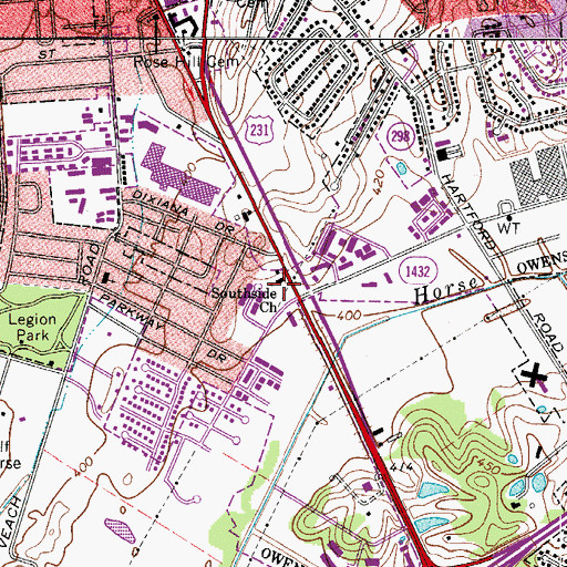 Topographic Map of Southside School, KY