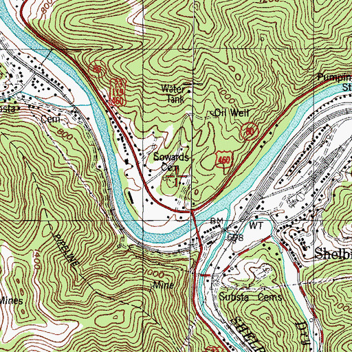 Topographic Map of Sowards Cemetery, KY