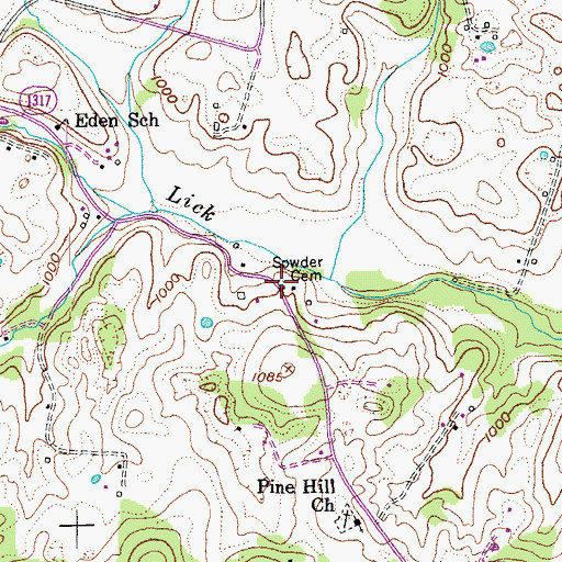 Topographic Map of Sowder Cemetery, KY