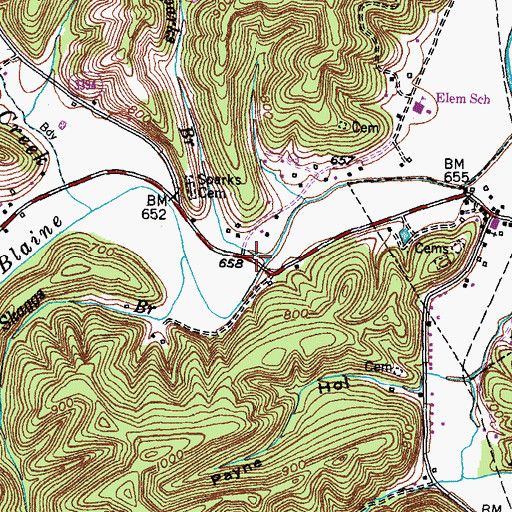 Topographic Map of Sparks Branch, KY