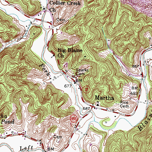 Topographic Map of Sparks Cemetery, KY