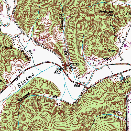 Topographic Map of Sparks Cemetery, KY