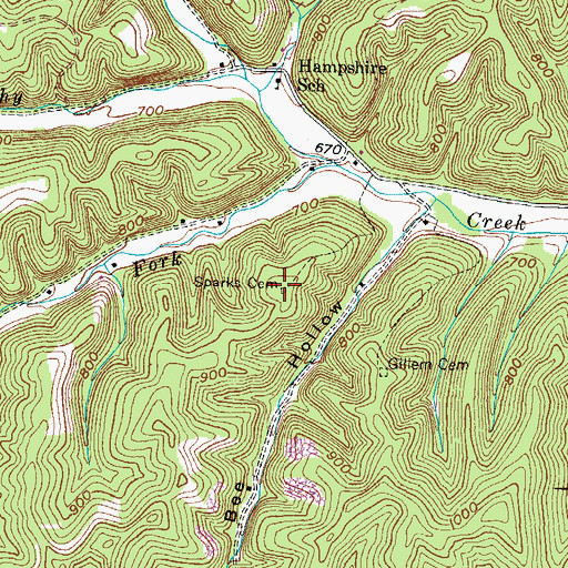 Topographic Map of Sparks Cemetery, KY