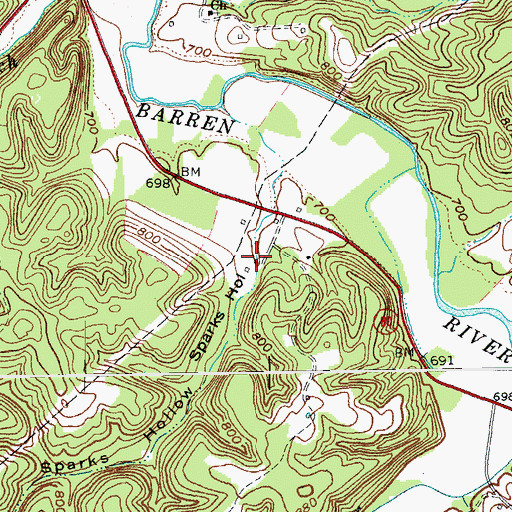 Topographic Map of Sparks Hollow, KY