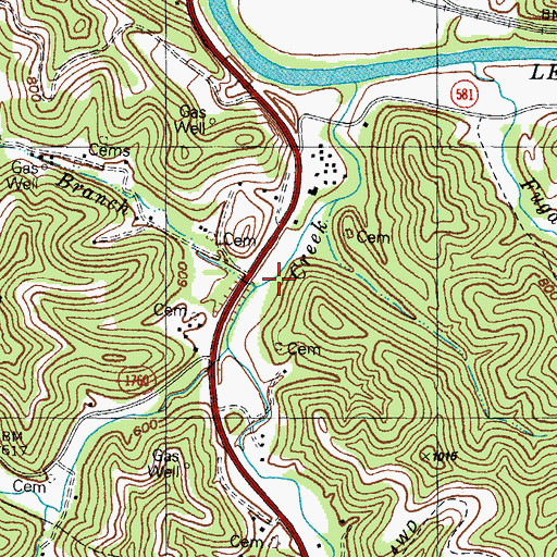 Topographic Map of Spaulding Branch, KY