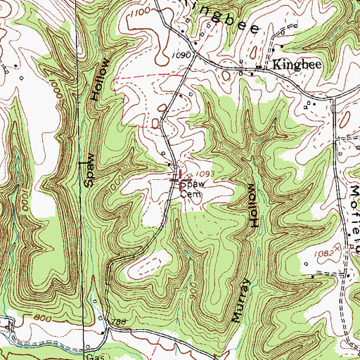 Topographic Map of Spaw Cemetery, KY