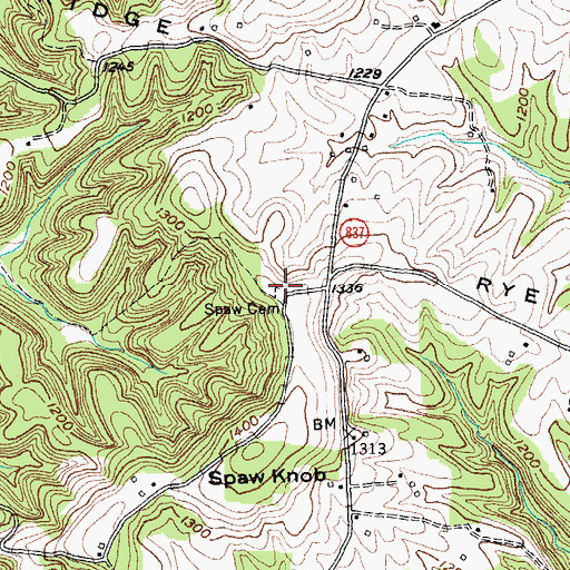 Topographic Map of Spaw Cemetery, KY