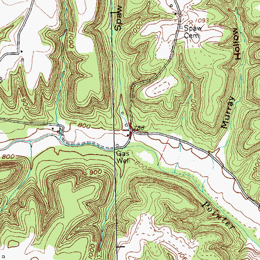 Topographic Map of Spaw Hollow, KY