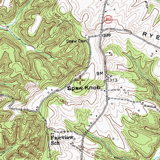 Topographic Map of Spaw Knob, KY