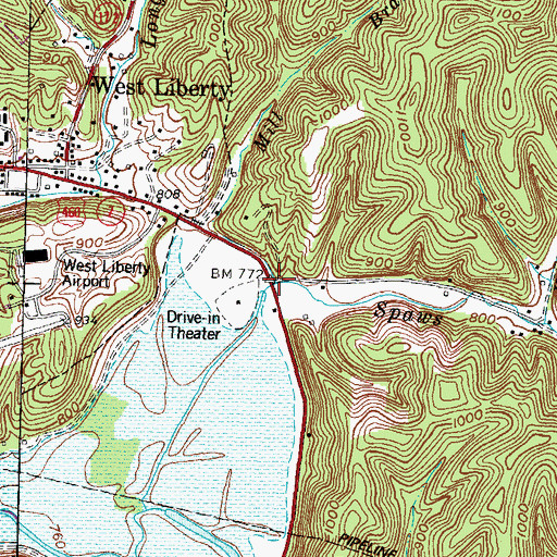 Topographic Map of Spaws Creek, KY