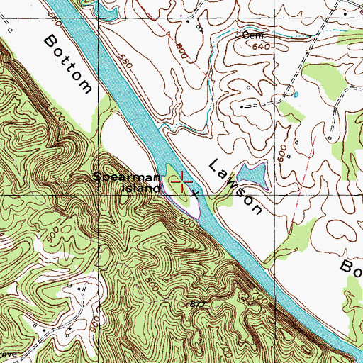 Topographic Map of Spearman Island, KY
