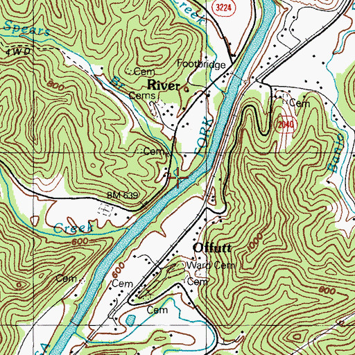 Topographic Map of Spears Branch, KY
