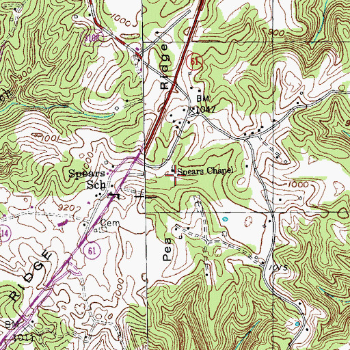 Topographic Map of Spears Chapel, KY