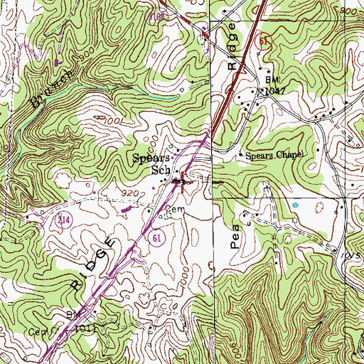 Topographic Map of Spears School, KY