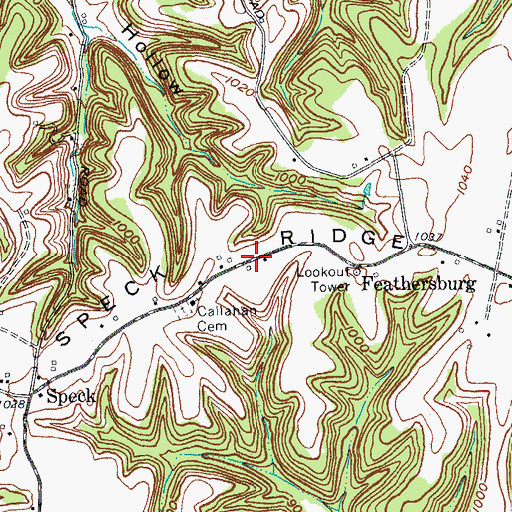 Topographic Map of Speck Ridge, KY