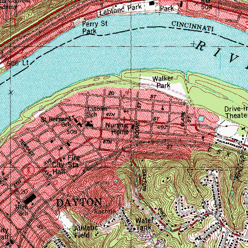 Topographic Map of Speers Memorial Hospital, KY