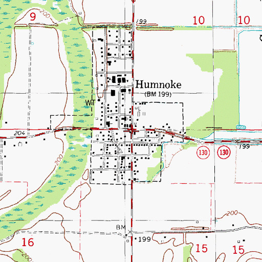 Topographic Map of Humnoke, AR