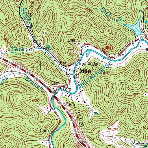 Topographic Map of Spence Branch, KY