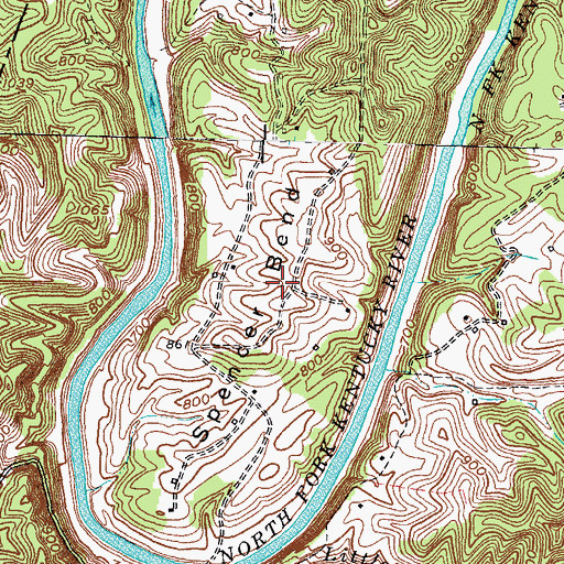 Topographic Map of Spencer Bend, KY